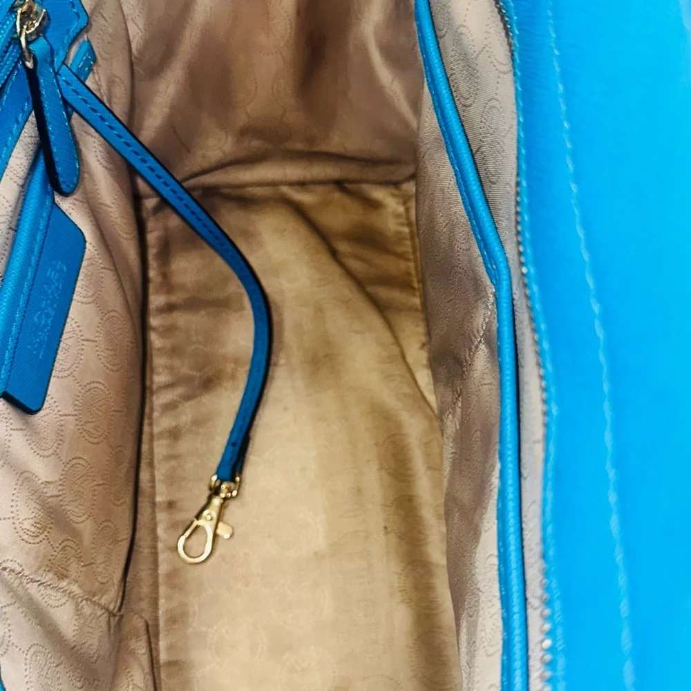 Michael Kors Blue-Teal Saffiano Leather Satchel Crossbody Bag